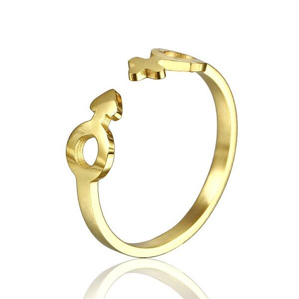 Stylish Adjustable Stainless Steel Gender Symbol Cuff Rings for Women