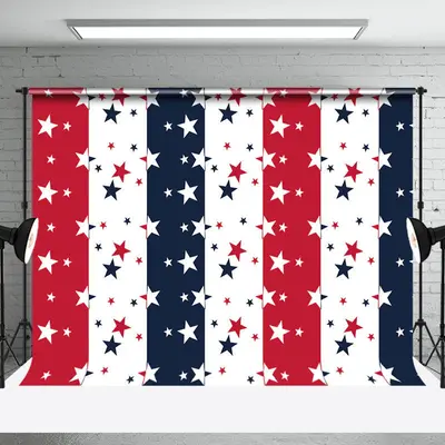 Red Navy Blue White Stars Stripe Usa Flag Backdrop