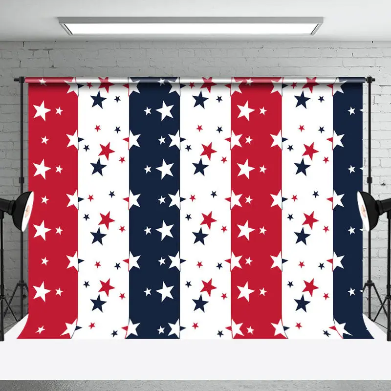 Red Navy Blue White Stars Stripe Usa Flag Backdrop
