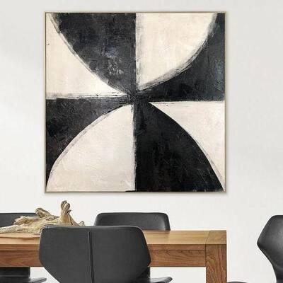 Large Abstract Painting On Canvas Black And White Visible Large Painting Decor Office Decor Minimalist Art Home Decor| FAN AR...