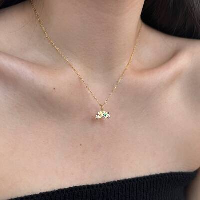 Rainbow 925 Sterling Silver Micro Pave Cubic Zirconia Pendant Necklaces for Women