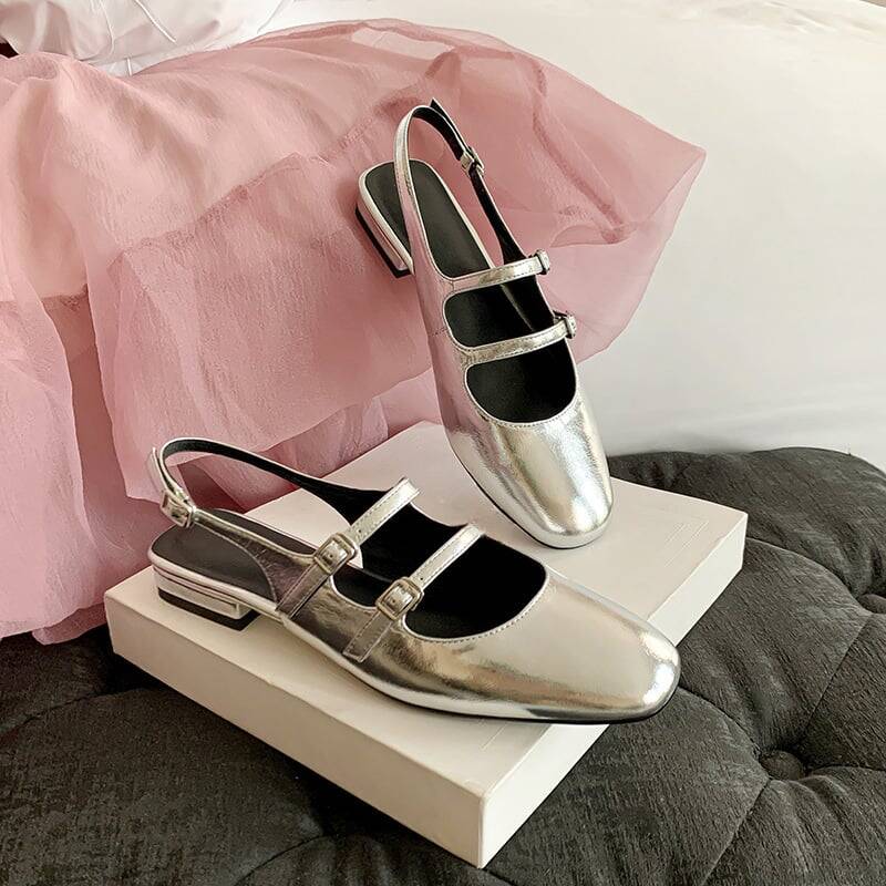 CHIKO Kiahna Square Toe Block Heels Slingback Shoes