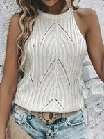 Women's Plain Hollow Out Halter Neck Sleeveless Sweater Vest, Casual Fitted Tie Back Cut Out Knit Top, Tank Tops for Summer, ...