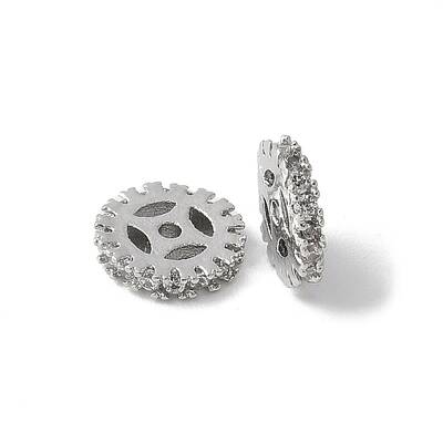 Brass Micro Pave Cubic Zirconia Beads