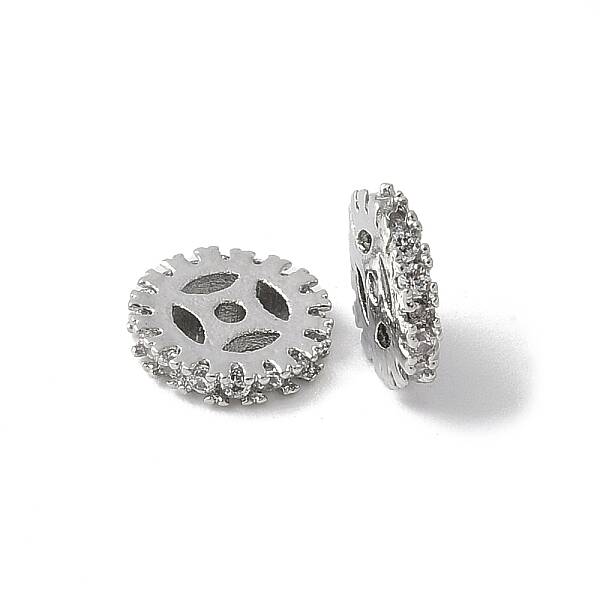 Brass Micro Pave Cubic Zirconia Beads