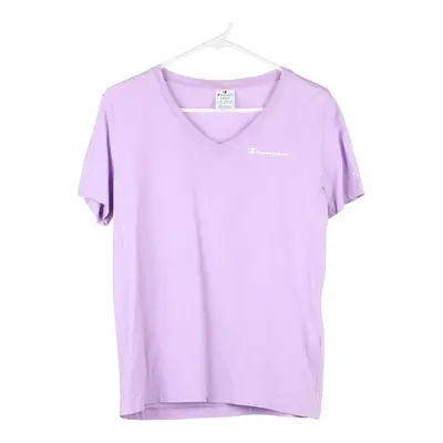 Champion V-neck T-Shirt - Large Pink Cotton