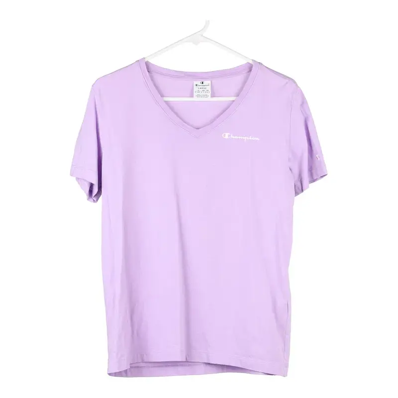 Champion V-neck T-Shirt - Large Pink Cotton
