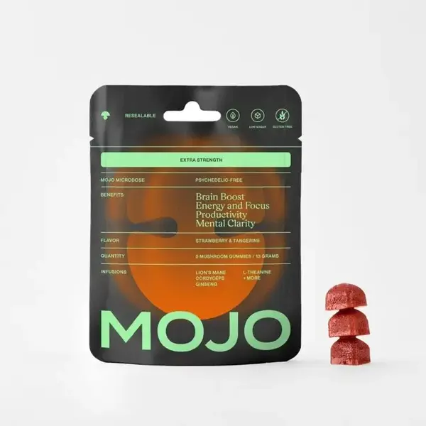 Sample Extra Strength Brain Boost Gummy Energy Candy - Strawberry Tangerine- Vegan Healthcare Dietary Fitness Supplement