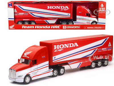 Kenworth Semi-Truck Red and White Team Honda HRC 1/32 Diecast Model by New Ray