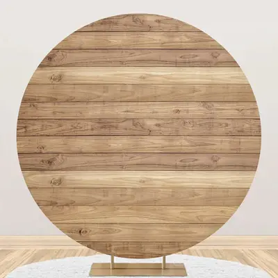 Vintage Wooden Texture Wall Circle Birthday Backdrop - Aperturee