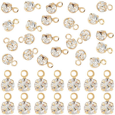 50Pcs Brass Rhinestone Charms