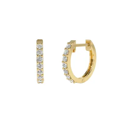 10K Gold Petite Natrual Diamond Hoop Earrings