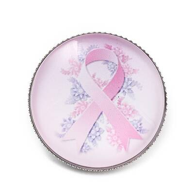 Breast Cancer Awareness Ribbon Glass Brooches