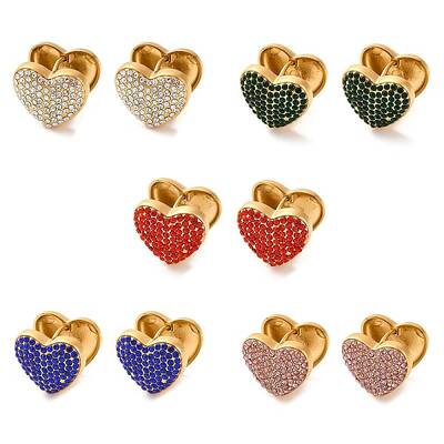PVD Vacuum Plating 304 Stainless Steel Rhinestone Hoop Earrings for Women