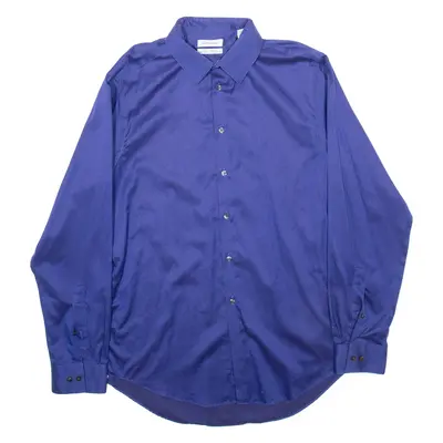 CALVIN KLEIN Mens Plain Shirt Blue Long Sleeve M