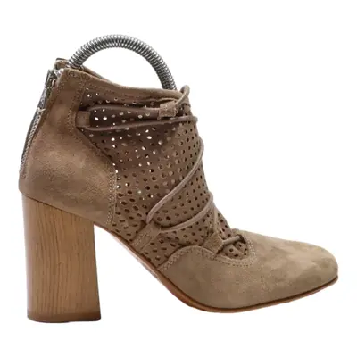 CLARKS Block Heels Brown Suede Womens UK 5.5