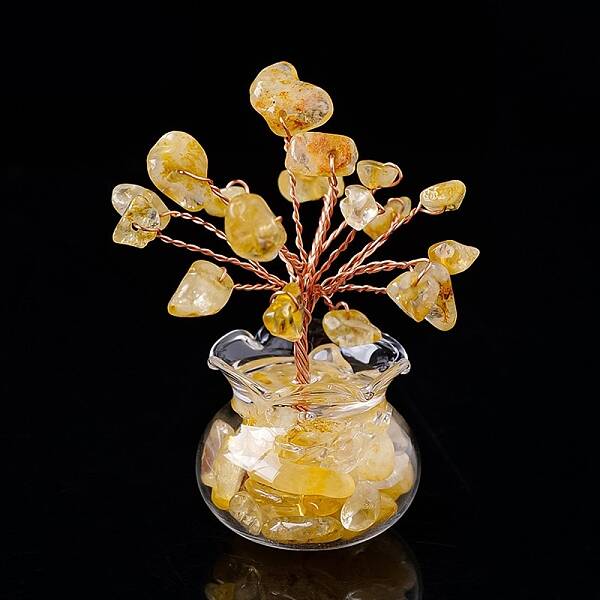 Natural Yellow Quartz Chips Tree Decorations