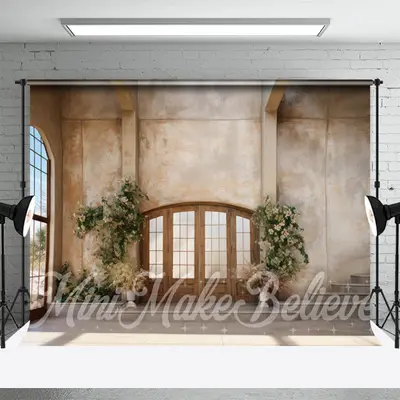 Vintage Wall Window Floral Wood Door Stair Backdrop - Aperturee