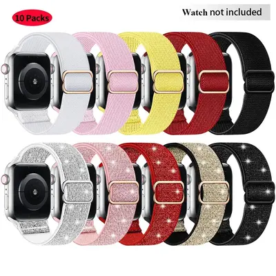 Nylon Smart Watch Strap (Only Band), Adjustable Elastic Breathable Watch Band, Stylish Smart Watch Replacement Watchband Suit...