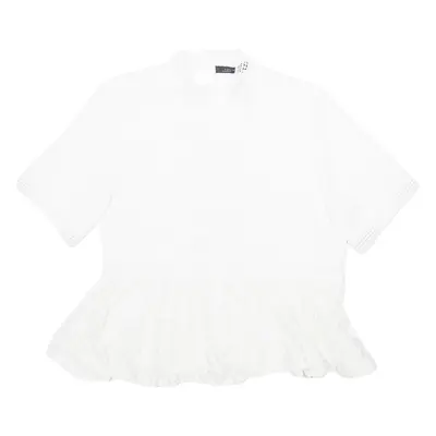 ZARA Womens Printed Blouse White High Neck Viscose Crazy Pattern L