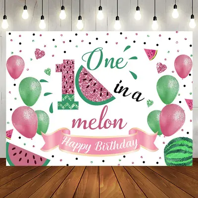 One In A Melon Rose Gold Glitter Birthday Backdrop