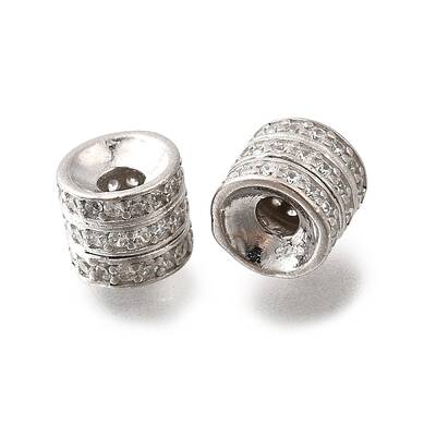 925 Sterling Silver Micro Pave Clear Cubic Zirconia Beads
