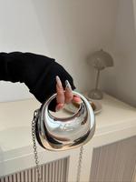 Women's Elegant Mirror Acrylic Moon Shaped Evening Bag, Exquisite Trendy Handbag, Fashionable Hobo Bag for Party Decoration