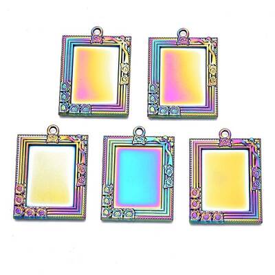 Rainbow Color Alloy Pendant Cabochon Settings