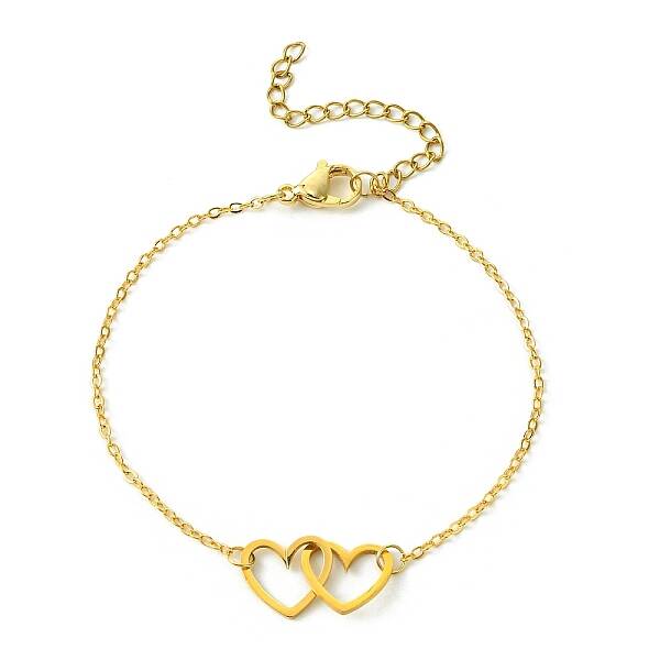 Alloy Interflocking Heart Link Bracelet with Brass Cable Chains
