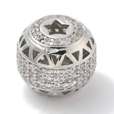 Rack Plating Brass Micro Pave Cubic Zirconia Beads
