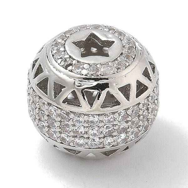 Rack Plating Brass Micro Pave Cubic Zirconia Beads