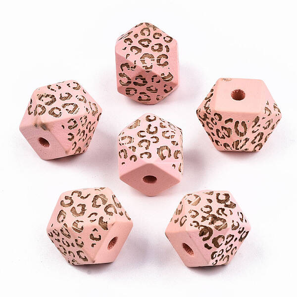 Painted Natural Wood Beads