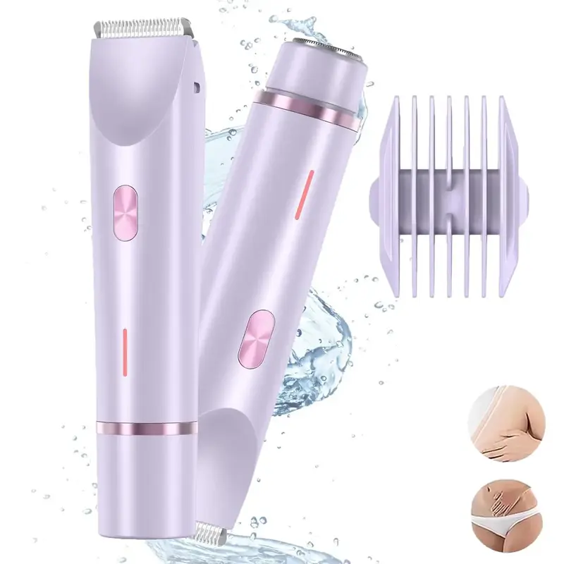 2 in 1 Electric Bikini Shaver Trimmer for Women, Rechargeable Shaver Machine with LED Display, Detachable Head Shaver Razor, ...