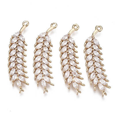 Autumn Theme Brass Micro Pave Cubic Zirconia Pendants