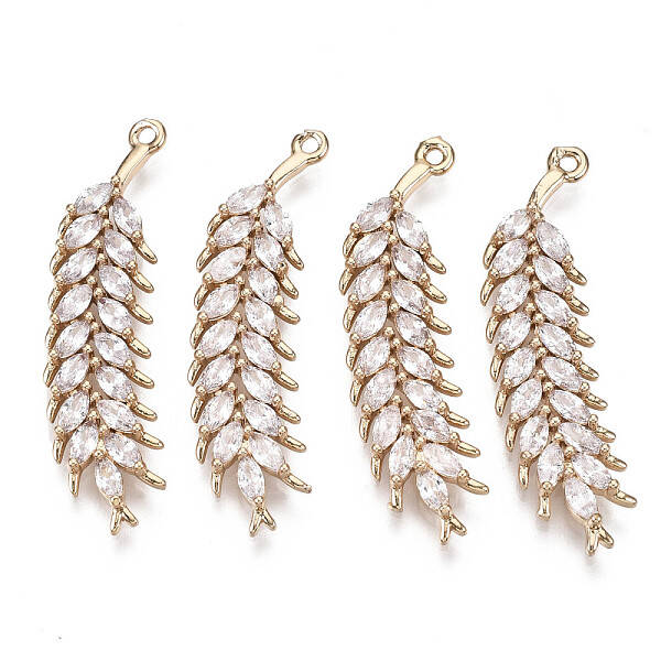 Autumn Theme Brass Micro Pave Cubic Zirconia Pendants