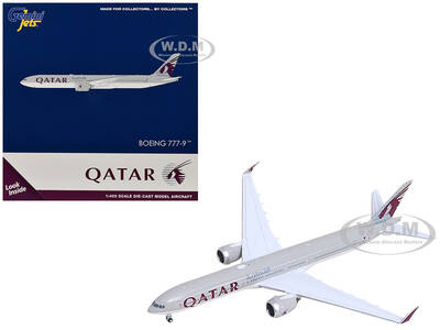 Boeing 777-9 Commercial Aircraft Qatar Airways (A7-BKA) Gray with Dark Red Tail Graphics 1/400 Diecast Model Airplane by Ge...