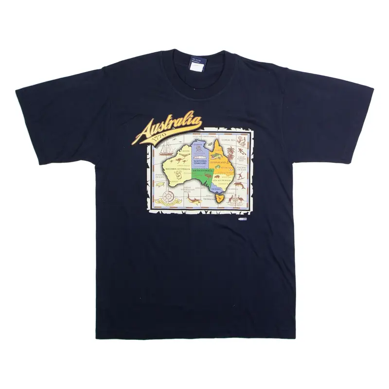 Australia Mens T-Shirt Black Crew Neck M
