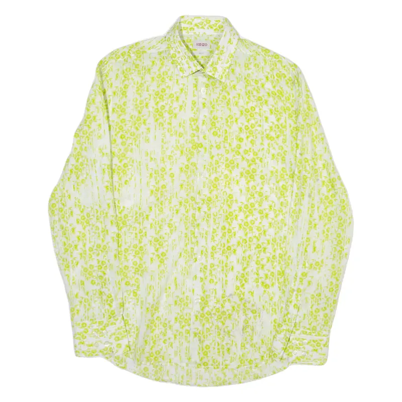 KENZO Slim Fit Mens Shirt Green Floral Long Sleeve M