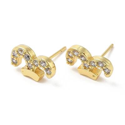Rack Plating Brass Aries Stud Earrings with Cubic Zirconia