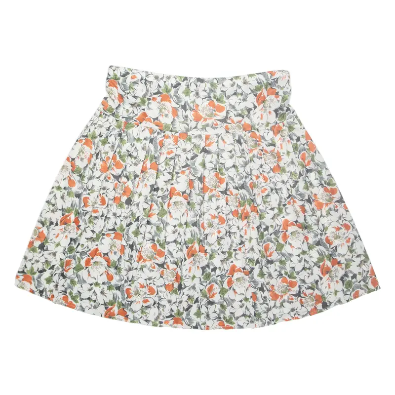 Womens Pleated Skirt White Midi Floral 2XL
