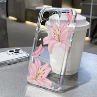 Chic Lily Charm TPU Pattern Phone Case for iPhone 15 16 14 Pro Max 13 12 11 XR XS Plus Anti-Yellowing Shockproof Protection L...