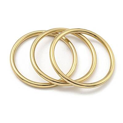 3Pcs PVD Vacuum Plating 202 Stainless Steel Plain Ring Bangle Sets