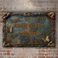 Fairy Enchanted This Area Metal Sign, Vintage Style Waterproof & Dustproof Wall Art for Home Decor, Garden Decoration Supplie...