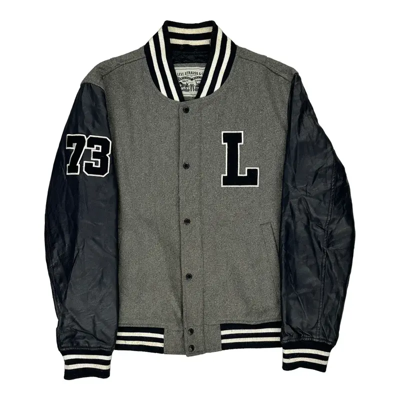 Letterman Levis College Varsity Jacket - XL Black Polyester Blend