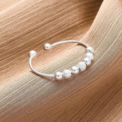 Rotatable 925 Sterling Silver Open Cuff Rings