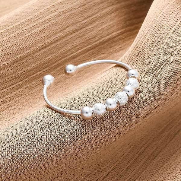Rotatable 925 Sterling Silver Open Cuff Rings