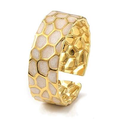 304 Stainless Steel Enamel Open Cuff Rings for Women