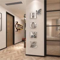 Acrylic Mirror Wall Sticker, 1 Set Home Letter & Butterfly Pattern Fashionable Wall Decal, Wall Decor for Home Living Room Be...