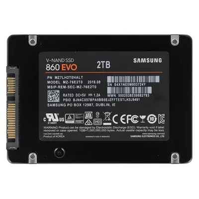 MZ7LH2T0HALT Samsung 860 EVO Series 2TB 2.5-inch 6GB/s SATA 2GB Cache V-NAND 3bit MLC Solid State Drive