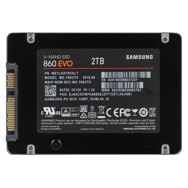 MZ7LH2T0HALT Samsung 860 EVO Series 2TB 2.5-inch 6GB/s SATA 2GB Cache V-NAND 3bit MLC Solid State Drive